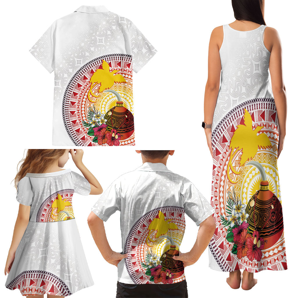 Hapi De Bilong Indipendens Papua New Guinea Family Matching Tank Maxi Dress and Hawaiian Shirt PNG Lime Pot