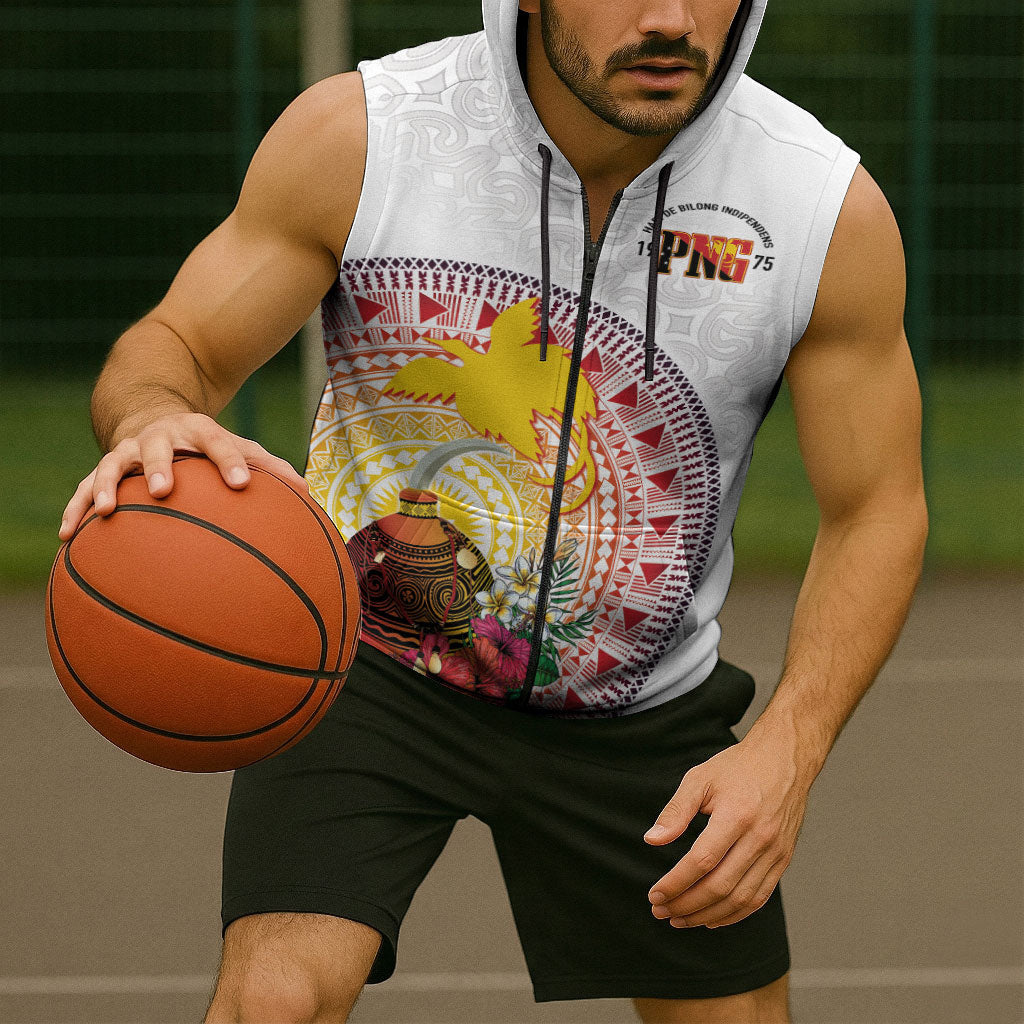 Hapi De Bilong Indipendens Papua New Guinea Sleeveless Zip Hoodie PNG Lime Pot