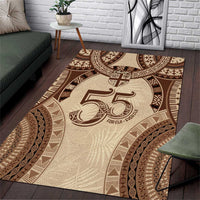 Bula Fiji Day 55th Anniversary Masi Tapa Area Rug Emerald Jubilee - Beige - Polynesian Pride
