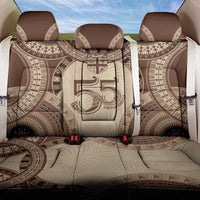 Bula Fiji Day 55th Anniversary Masi Tapa Back Car Seat Cover Emerald Jubilee - Beige - Polynesian Pride