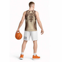 Bula Fiji Day 55th Anniversary Masi Tapa Basketball Jersey Emerald Jubilee - Beige LT7 - Polynesian Pride