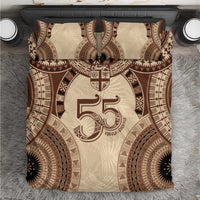 Bula Fiji Day 55th Anniversary Masi Tapa Bedding Set Emerald Jubilee - Beige - Polynesian Pride