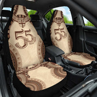 Bula Fiji Day 55th Anniversary Masi Tapa Car Seat Cover Emerald Jubilee - Beige - Polynesian Pride