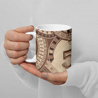 Bula Fiji Day 55th Anniversary Masi Tapa Ceramic Mug Emerald Jubilee - Beige - Polynesian Pride