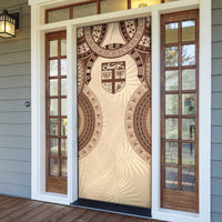 Bula Fiji Day 55th Anniversary Masi Tapa Door Cover Emerald Jubilee - Beige - Polynesian Pride