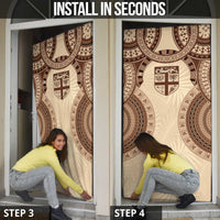 Bula Fiji Day 55th Anniversary Masi Tapa Door Cover Emerald Jubilee - Beige - Polynesian Pride