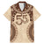 Bula Fiji Day 55th Anniversary Masi Tapa Family Matching Mermaid Dress and Hawaiian Shirt Emerald Jubilee - Beige - Polynesian Pride