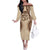 Bula Fiji Day 55th Anniversary Masi Tapa Family Matching Off The Shoulder Long Sleeve Dress and Hawaiian Shirt Emerald Jubilee - Beige - Polynesian Pride
