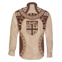 Bula Fiji Day 55th Anniversary Masi Tapa Family Matching Off Shoulder Short Dress and Hawaiian Shirt Emerald Jubilee - Beige - Polynesian Pride