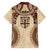 Bula Fiji Day 55th Anniversary Masi Tapa Family Matching Summer Maxi Dress and Hawaiian Shirt Emerald Jubilee - Beige - Polynesian Pride