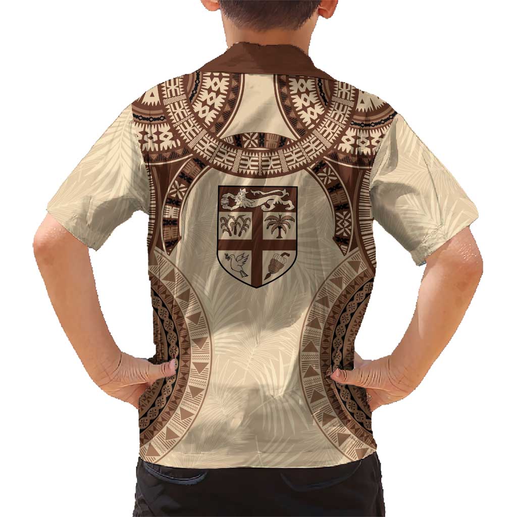 Bula Fiji Day 55th Anniversary Masi Tapa Kid Hawaiian Shirt Emerald Jubilee - Beige LT7 - Polynesian Pride