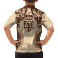Bula Fiji Day 55th Anniversary Masi Tapa Kid Hawaiian Shirt Emerald Jubilee - Beige LT7 - Polynesian Pride