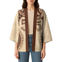 Bula Fiji Day 55th Anniversary Masi Tapa Kimono Emerald Jubilee - Beige - Polynesian Pride