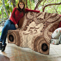 Bula Fiji Day 55th Anniversary Masi Tapa Quilt Emerald Jubilee - Beige - Polynesian Pride