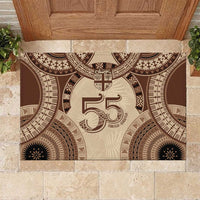 Bula Fiji Day 55th Anniversary Masi Tapa Rubber Doormat Emerald Jubilee - Beige LT7 Beige - Polynesian Pride