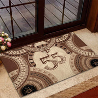 Bula Fiji Day 55th Anniversary Masi Tapa Rubber Doormat Emerald Jubilee - Beige LT7 - Polynesian Pride