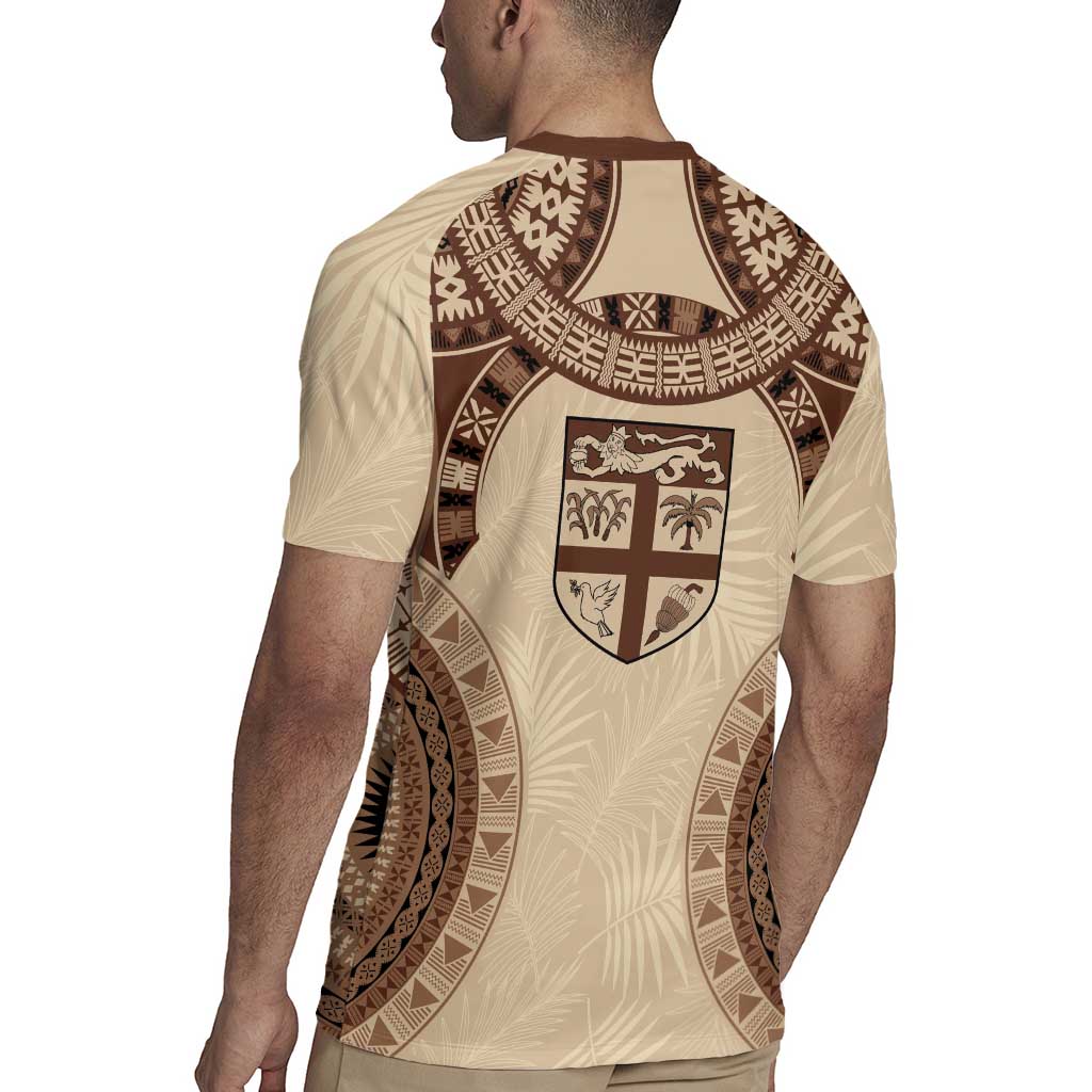 Bula Fiji Day 55th Anniversary Masi Tapa Rugby Jersey Emerald Jubilee - Beige - Polynesian Pride