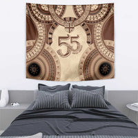 Bula Fiji Day 55th Anniversary Masi Tapa Tapestry Emerald Jubilee - Beige - Polynesian Pride