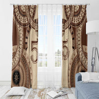 Bula Fiji Day 55th Anniversary Masi Tapa Window Curtain Emerald Jubilee - Beige - Polynesian Pride