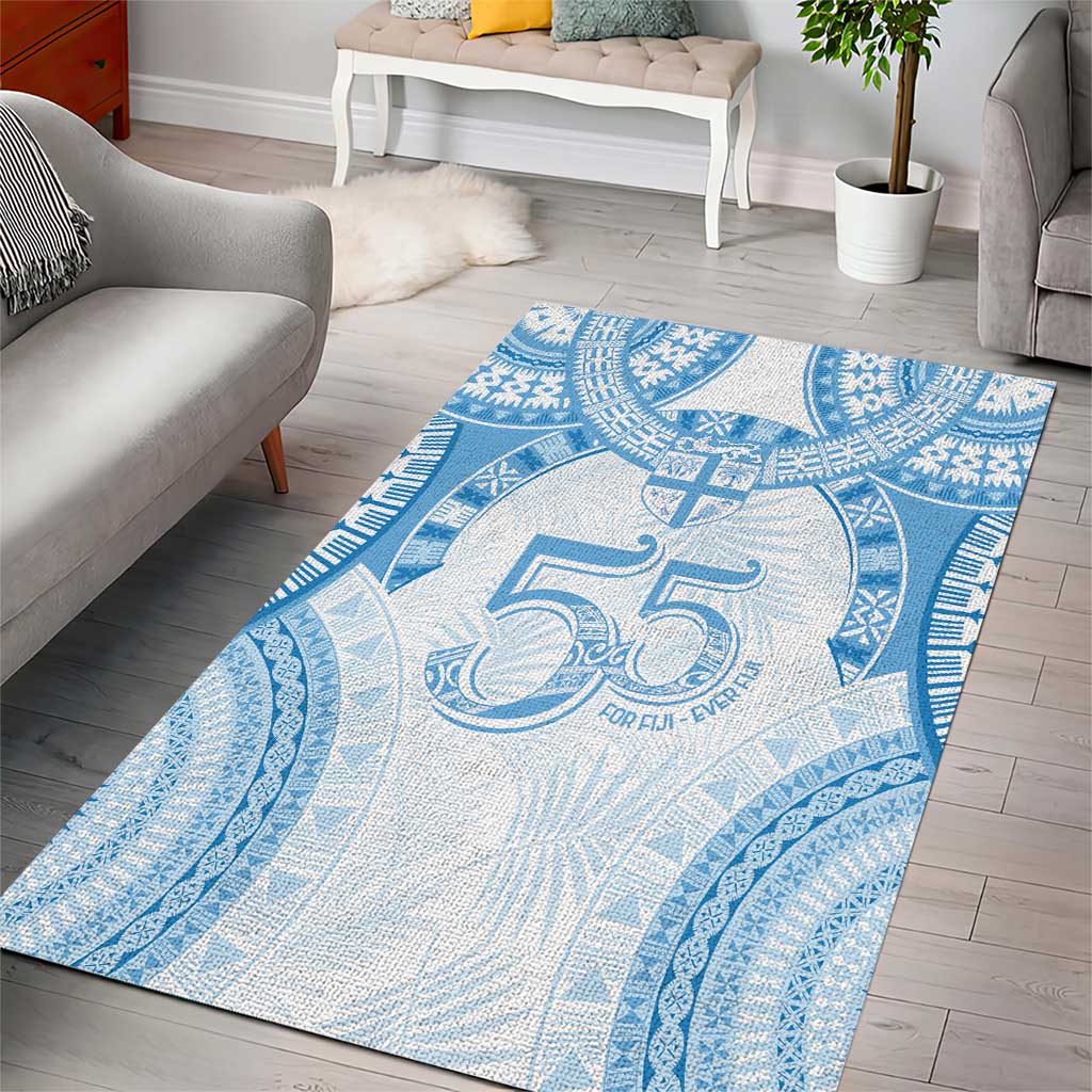 Bula Fiji Day 55th Anniversary Masi Tapa Area Rug Emerald Jubilee - Turquoise - Polynesian Pride