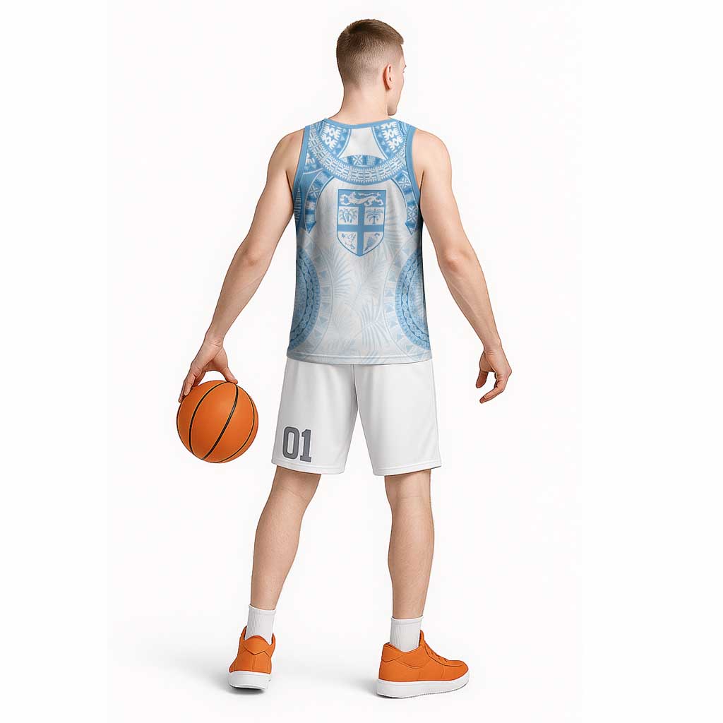 Bula Fiji Day 55th Anniversary Masi Tapa Basketball Jersey Emerald Jubilee - Turquoise LT7 - Polynesian Pride