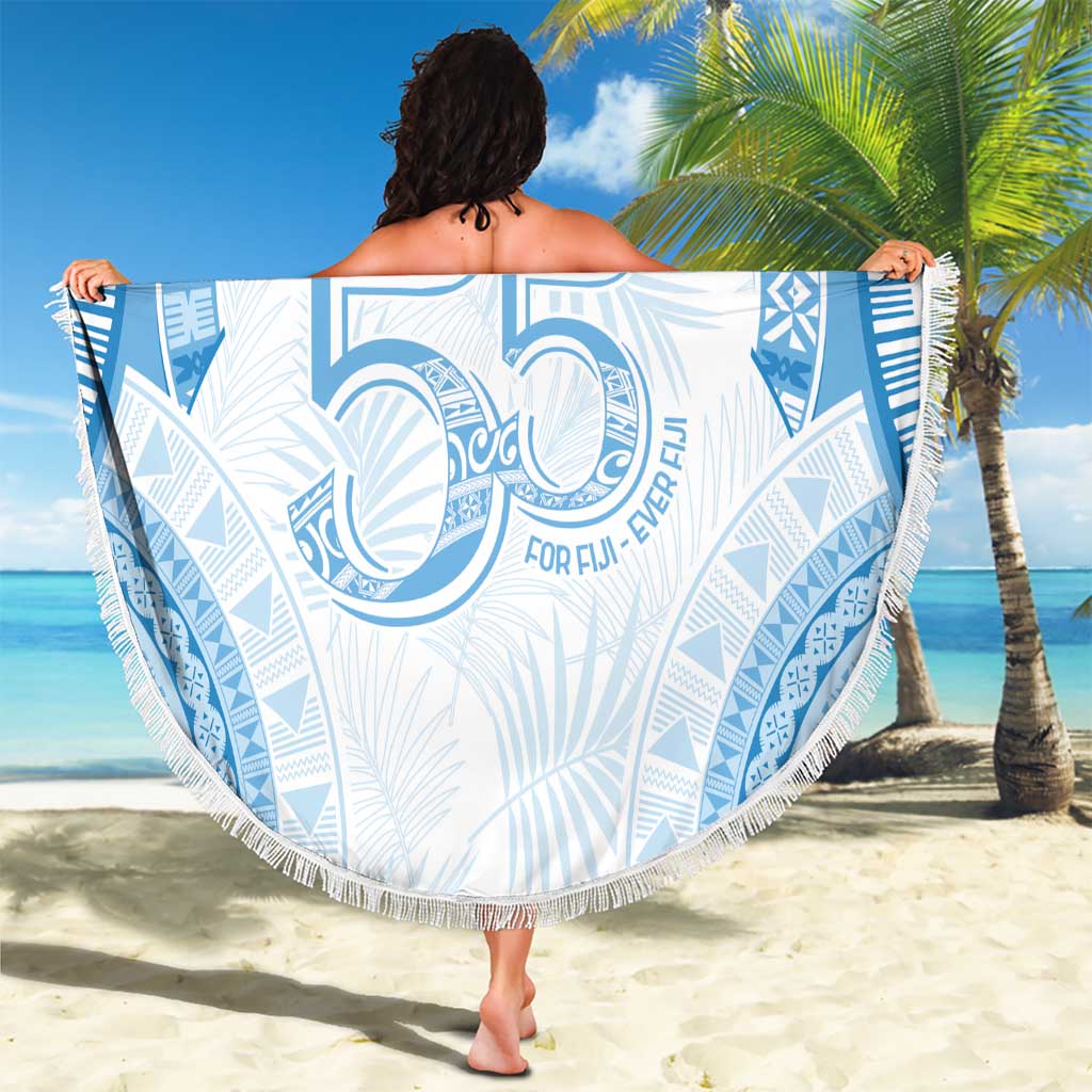 Bula Fiji Day 55th Anniversary Masi Tapa Beach Blanket Emerald Jubilee - Turquoise - Polynesian Pride