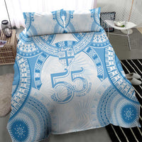 Bula Fiji Day 55th Anniversary Masi Tapa Bedding Set Emerald Jubilee - Turquoise - Polynesian Pride