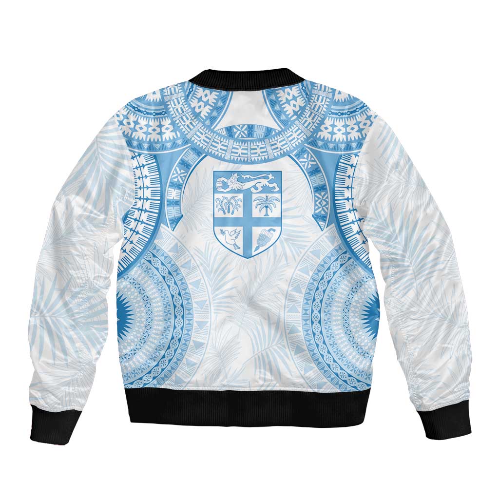 Bula Fiji Day 55th Anniversary Masi Tapa Bomber Jacket Emerald Jubilee - Turquoise LT7 - Polynesian Pride