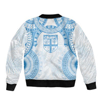 Bula Fiji Day 55th Anniversary Masi Tapa Bomber Jacket Emerald Jubilee - Turquoise LT7 - Polynesian Pride