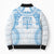 Bula Fiji Day 55th Anniversary Masi Tapa Bomber Puffer Jacket Emerald Jubilee - Turquoise - Polynesian Pride