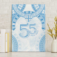 Bula Fiji Day 55th Anniversary Masi Tapa Canvas Wall Art Emerald Jubilee - Turquoise - Polynesian Pride