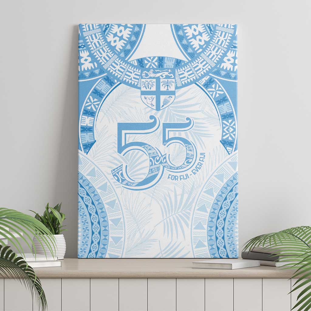 Bula Fiji Day 55th Anniversary Masi Tapa Canvas Wall Art Emerald Jubilee - Turquoise - Polynesian Pride