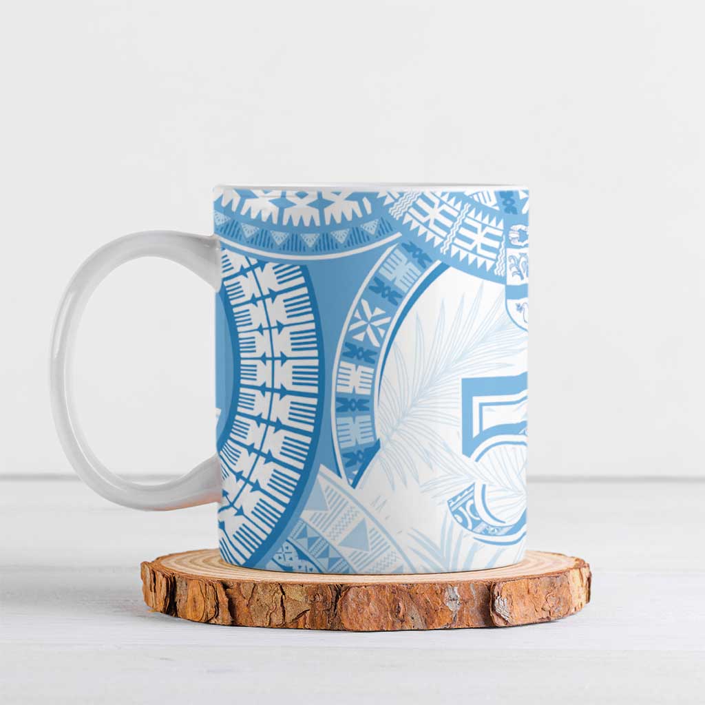 Bula Fiji Day 55th Anniversary Masi Tapa Ceramic Mug Emerald Jubilee - Turquoise - Polynesian Pride