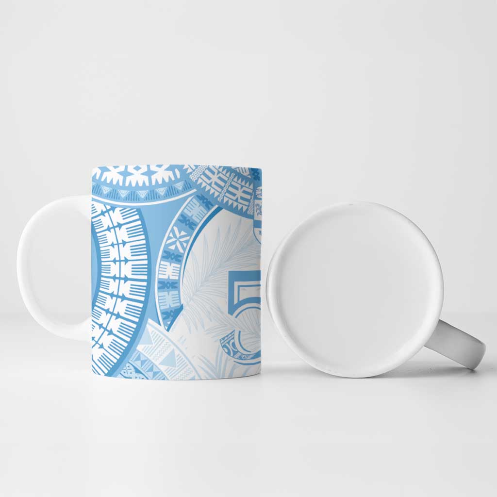 Bula Fiji Day 55th Anniversary Masi Tapa Ceramic Mug Emerald Jubilee - Turquoise - Polynesian Pride