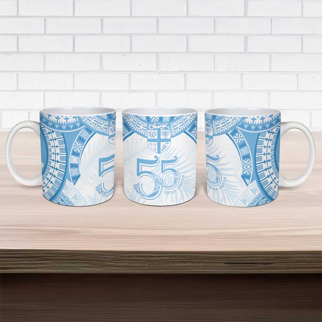 Bula Fiji Day 55th Anniversary Masi Tapa Ceramic Mug Emerald Jubilee - Turquoise - Polynesian Pride