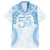 Bula Fiji Day 55th Anniversary Masi Tapa Family Matching Off The Shoulder Long Sleeve Dress and Hawaiian Shirt Emerald Jubilee - Turquoise - Polynesian Pride