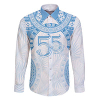 Bula Fiji Day 55th Anniversary Masi Tapa Family Matching Summer Maxi Dress and Hawaiian Shirt Emerald Jubilee - Turquoise - Polynesian Pride