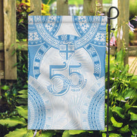 Bula Fiji Day 55th Anniversary Masi Tapa Garden Flag Emerald Jubilee - Turquoise - Polynesian Pride