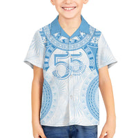 Bula Fiji Day 55th Anniversary Masi Tapa Kid Hawaiian Shirt Emerald Jubilee - Turquoise LT7 Kid Turquoise - Polynesian Pride