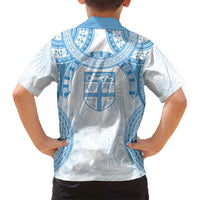 Bula Fiji Day 55th Anniversary Masi Tapa Kid Hawaiian Shirt Emerald Jubilee - Turquoise LT7 - Polynesian Pride