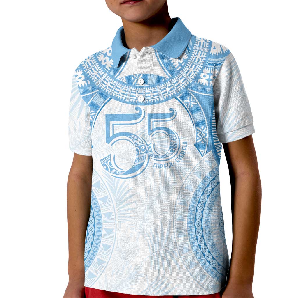 Bula Fiji Day 55th Anniversary Masi Tapa Kid Polo Shirt Emerald Jubilee - Turquoise LT7 Kid Turquoise - Polynesian Pride