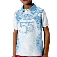 Bula Fiji Day 55th Anniversary Masi Tapa Kid Polo Shirt Emerald Jubilee - Turquoise LT7 Kid Turquoise - Polynesian Pride