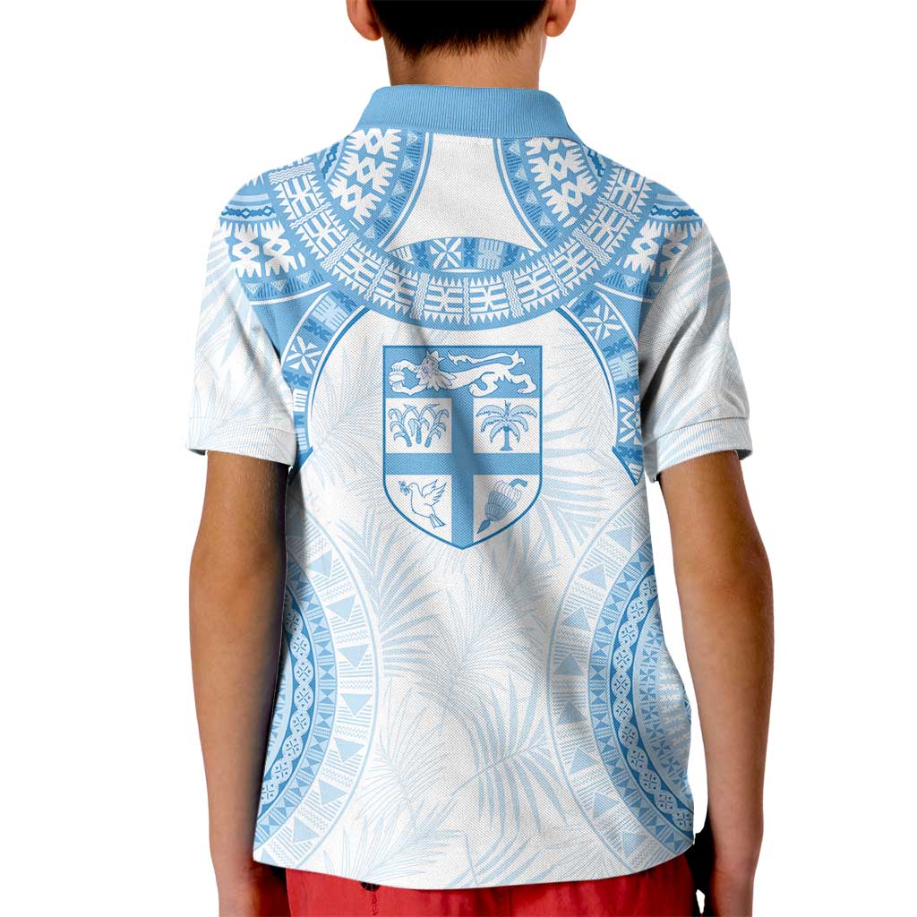 Bula Fiji Day 55th Anniversary Masi Tapa Kid Polo Shirt Emerald Jubilee - Turquoise LT7 - Polynesian Pride