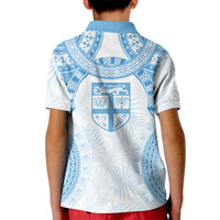 Bula Fiji Day 55th Anniversary Masi Tapa Kid Polo Shirt Emerald Jubilee - Turquoise LT7 - Polynesian Pride