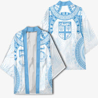 Bula Fiji Day 55th Anniversary Masi Tapa Kimono Emerald Jubilee - Turquoise - Polynesian Pride
