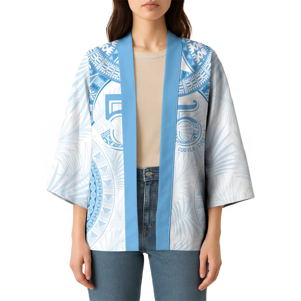 Bula Fiji Day 55th Anniversary Masi Tapa Kimono Emerald Jubilee - Turquoise - Polynesian Pride