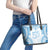Bula Fiji Day 55th Anniversary Masi Tapa Leather Tote Bag Emerald Jubilee - Turquoise - Polynesian Pride