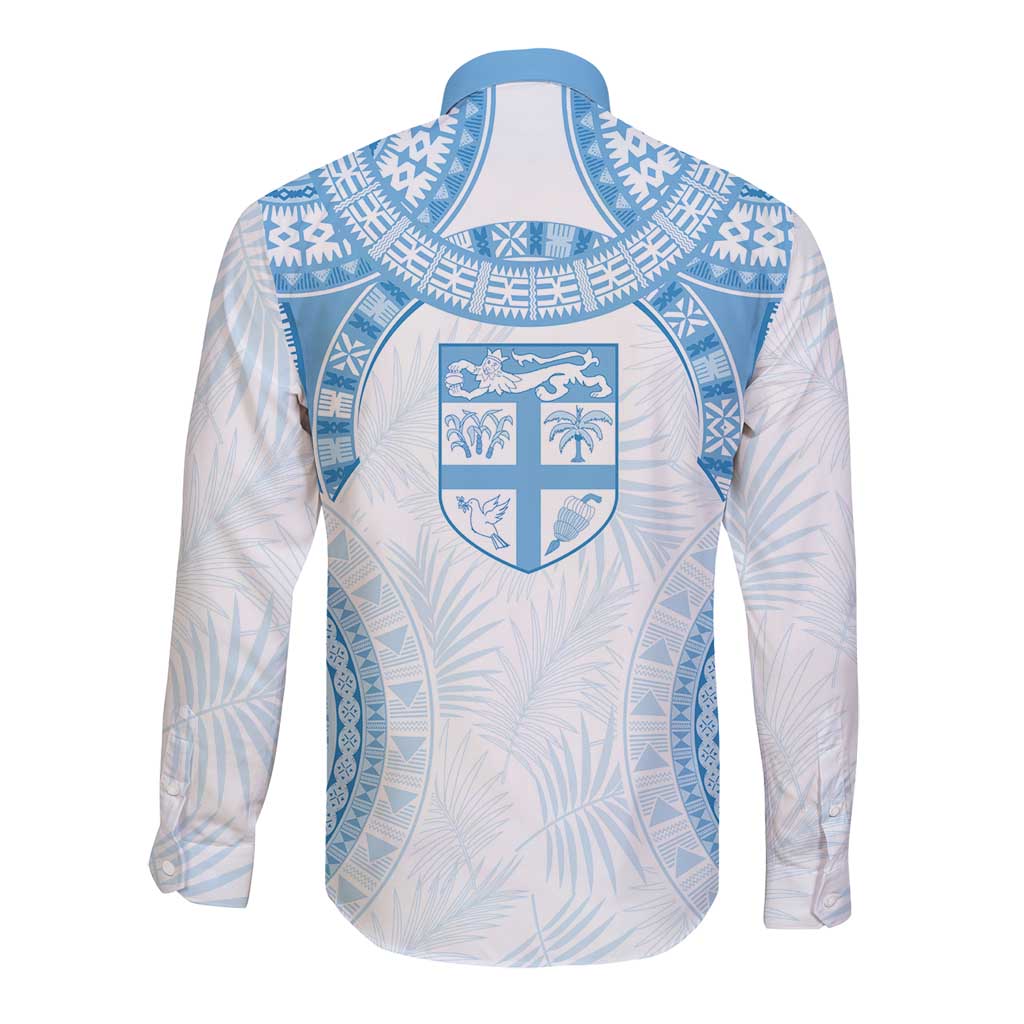 Bula Fiji Day 55th Anniversary Masi Tapa Long Sleeve Button Shirt Emerald Jubilee - Turquoise LT7 - Polynesian Pride