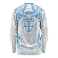 Bula Fiji Day 55th Anniversary Masi Tapa Long Sleeve Shirt Emerald Jubilee - Turquoise LT7 - Polynesian Pride