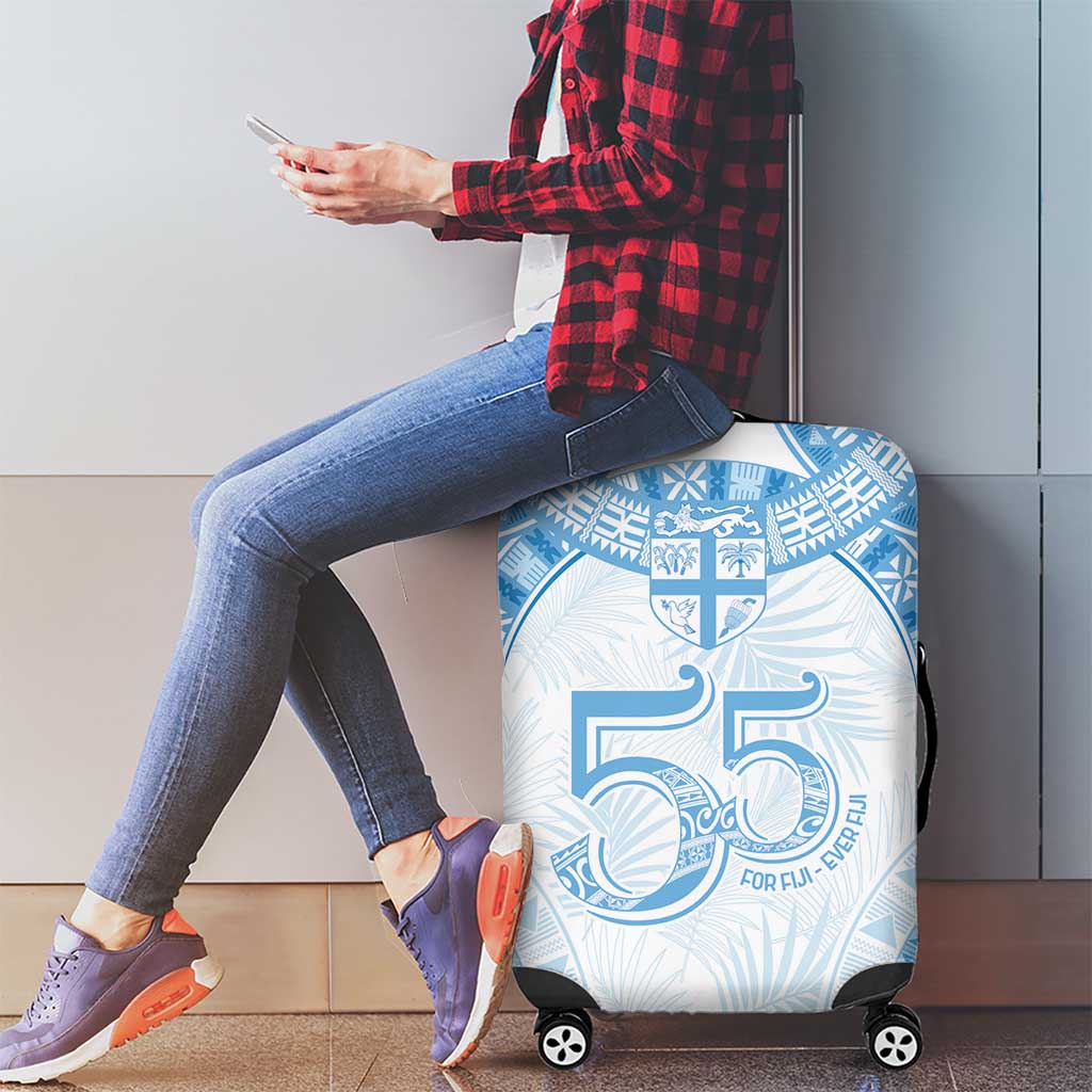 Bula Fiji Day 55th Anniversary Masi Tapa Luggage Cover Emerald Jubilee - Turquoise - Polynesian Pride